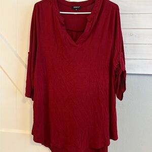 Women's Red V-Neck Top